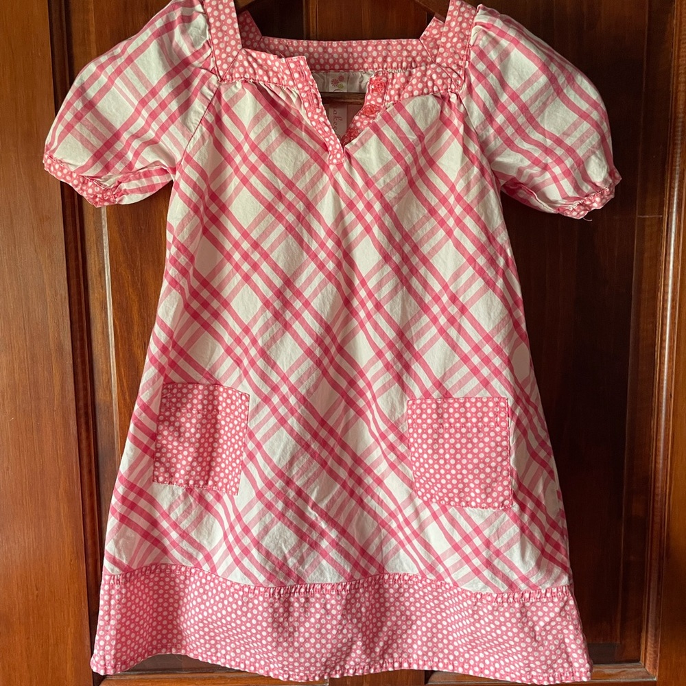 4T light weight cotton pink plaid dress